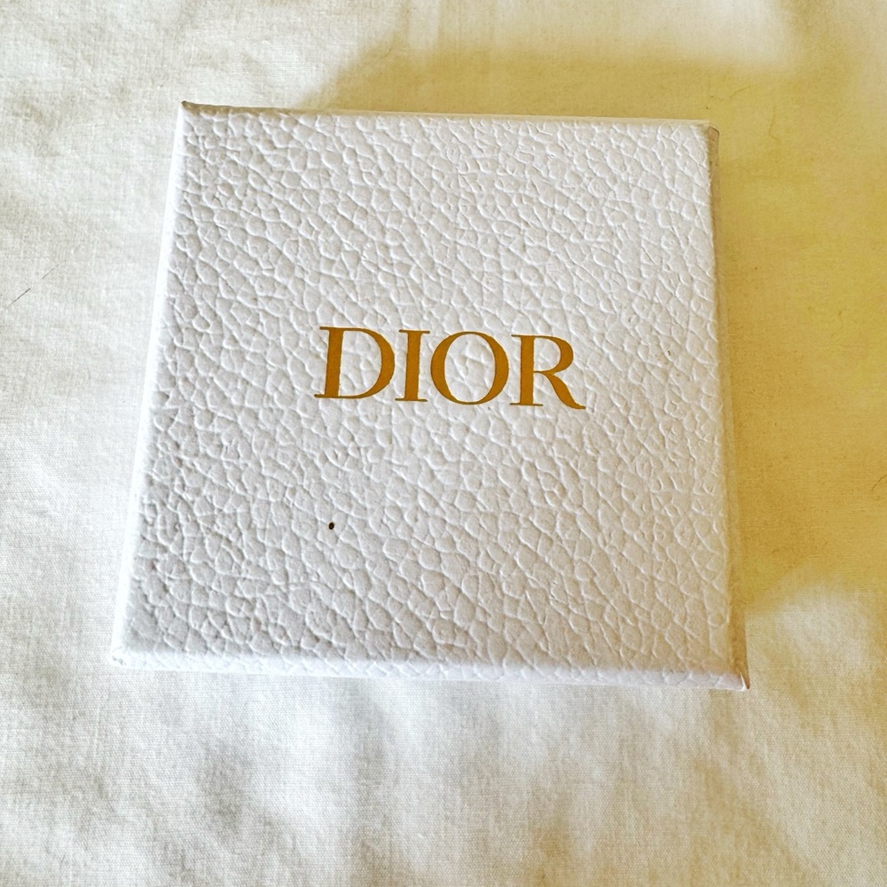Dior Gold-Tone Faux Pearl & Crystal “DIOR” Charm Clip-On Earrings